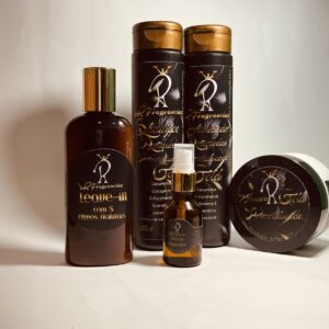 kit GOLD Completo - Shampoo, Condicionador, Máscara, leave-in e Silicone 300, 300, 200, 200 e 30ml
